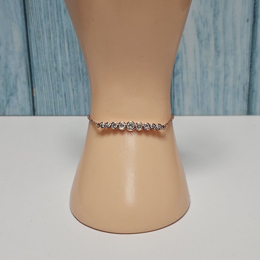 Kate Spade Full Circle Round Bezels Bolo Slider Bracelet Rose Gold Adjustable